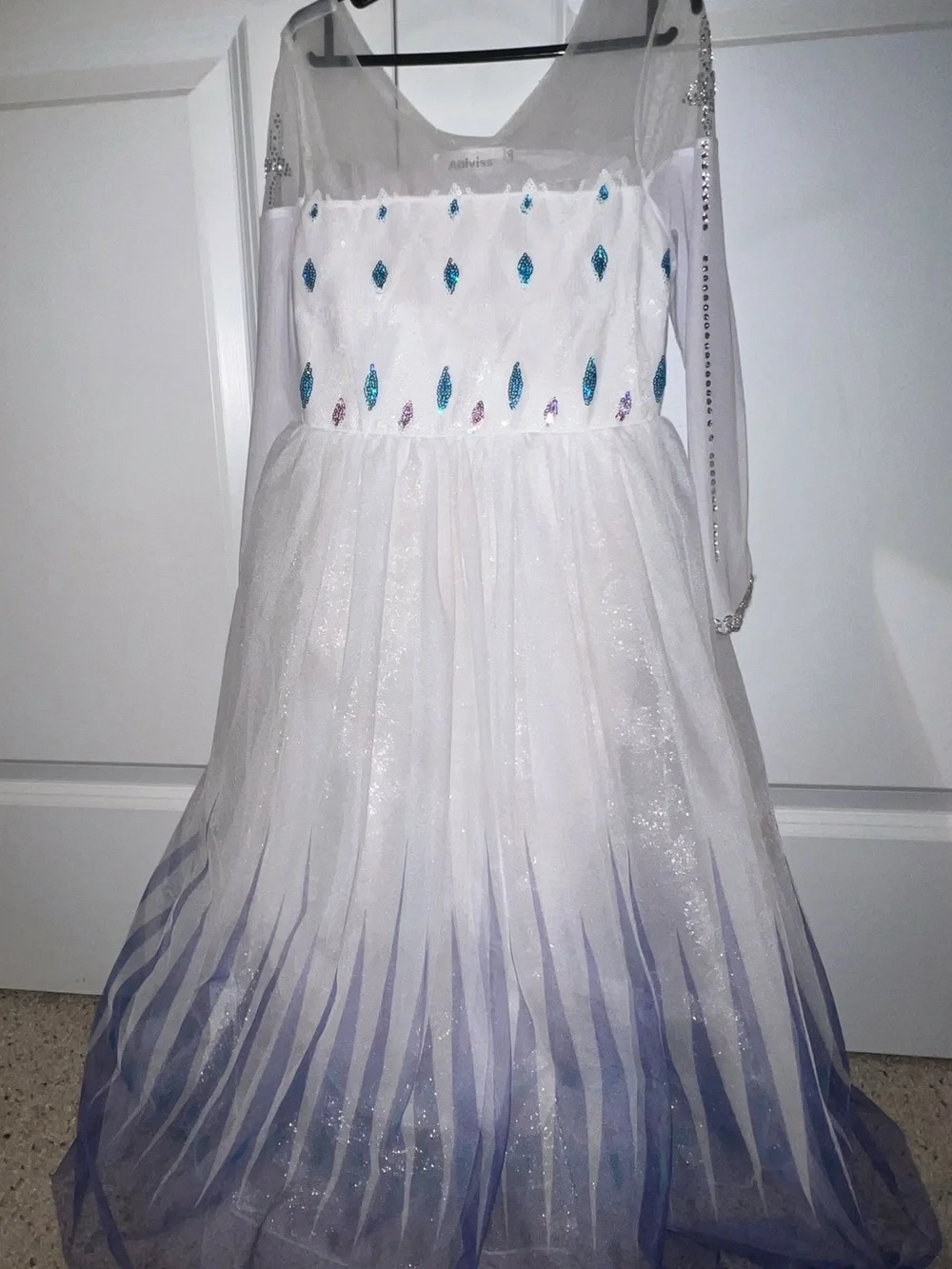 White and Blue Sparkle Elsa Princess Dress